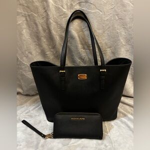 Michael Kors Extra Large Black Tote with Matching Wallet